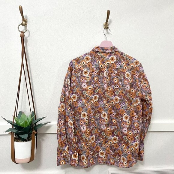HARTFORD Charlot Orange Pop Flowers Woven Long Sleeve Shirt Size 4 - Picture 6 of 6